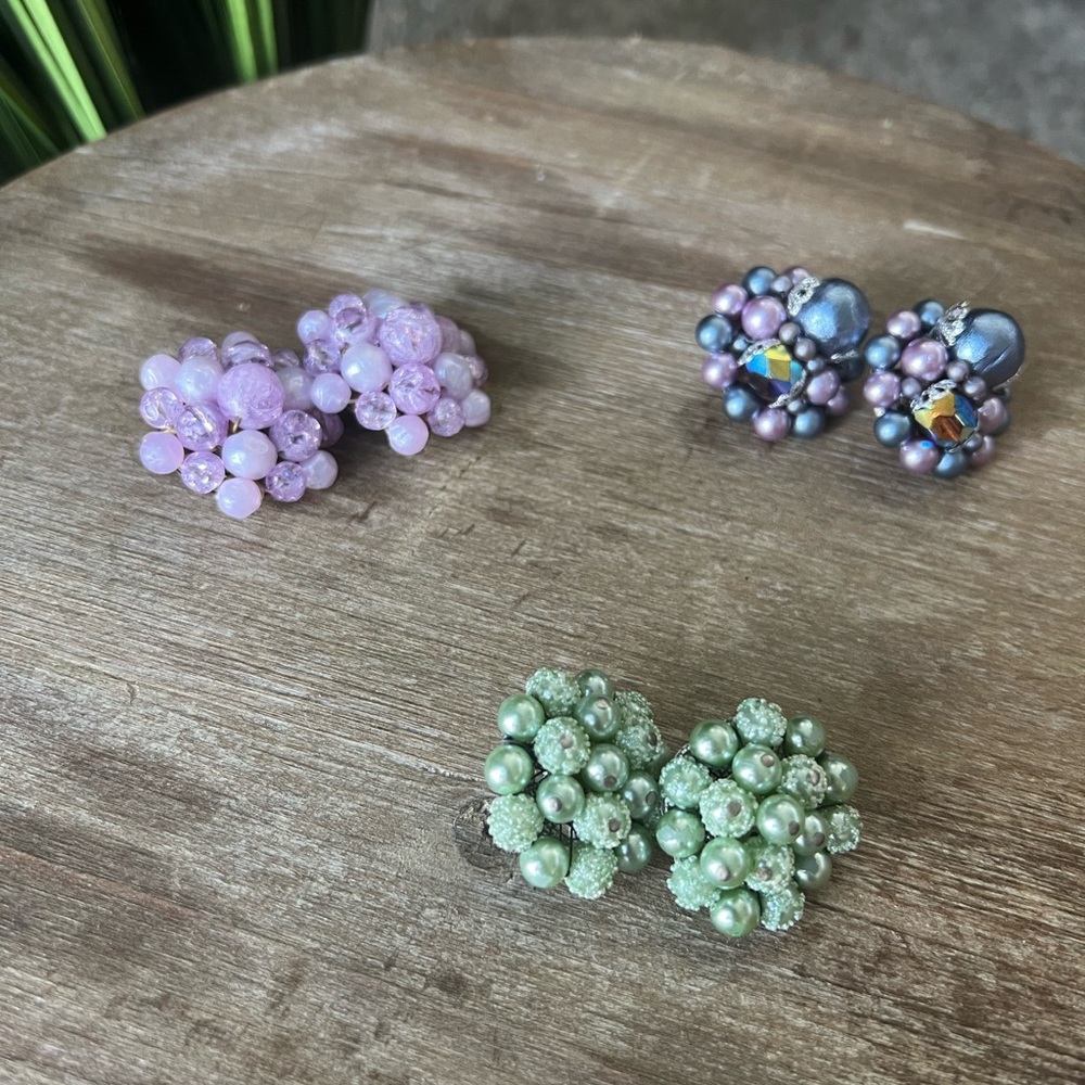 Vintage clip on pearly earrings. SO fun to play with!